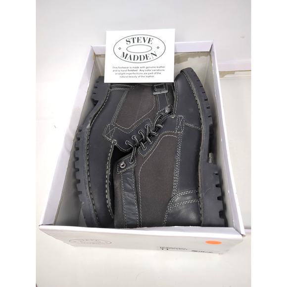 Steve Madden Welcome Boots Men 11 Ankle Leather Combat Buckle Black Box main image 10